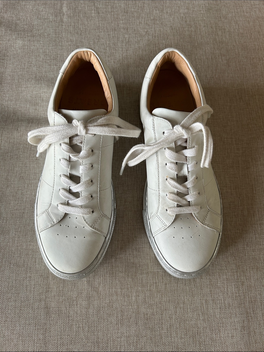 White Leather Platform Lace-Up Sneakers